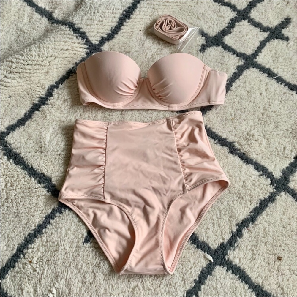 NWT Aerie High Waist Bikini Blush Pink
